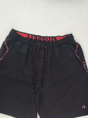 Russell Athletic Black Shorts with Red Accents